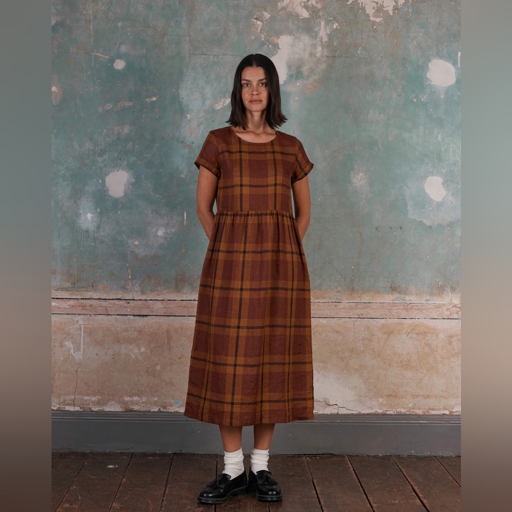 Pyne & Smith 100% linen No 17 in Tobacco Plaid